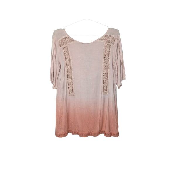 New with tags POL Lace Trim Boho Top Tunic Pink Ombre Oversized Bohemian SZ S - Picture 3 of 10